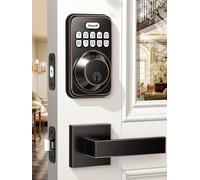 Zowill Keyless Entry Door Lock with 2 Lever Handles, Electronic Keypad Deadbolt, Auto-Locking, Anti-Peeping Password, Digital Code Door Lock, Front Door Handle Sets, OilRubbed Bronze