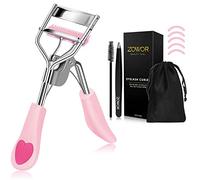 Zowor Eyelash Curler with 5PCS Silicone Refill Pad Fit All Eye Shape Curved Eyelash Curler,Natural and Long Lasting Lash Curler for Women Make Up Gift(Light Pink)