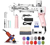 ZOWWFAST Tufting Gun Kit with Carpet Trimmer & Yarn & Tufting Cloth, Rug Tufting Kit for High-Speed Weaving of Carpets,Rug Gun Machine Kit DIY Tools Pink