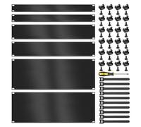 ZOWZEA 6 Pack 1U/2U/4U Metal Rack Mount Blank Panels - Flat Steel Filler Spacer Accessory for 19-Inch Server and Network Cabinet Enclosure, Black