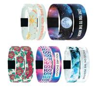 ZOX Bracelets - Stretchy Elastic Band with Motivational Affirmations and Beautiful Artwork - 5 Pack, L, Plastic, no gemstone
