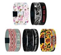 ZOX Bracelets - Stretchy Elastic Band with Motivational Affirmations and Beautiful Artwork - 5 Pack, M, Plastic, no gemstone