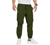 ZOXOZ Joggers for Men Tracksuit Bottoms Mens Cargo Trousers Work Trousers Men Elastic Waist Sweatpants Drawstring with Pockets ArmyGreen XL