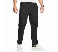 ZOXOZ Men Casual Chino Trousers Joggers for Men Work Trousers Tracksuit Bottoms Open Hem Elasticate Waist with 4 Pockets Black S