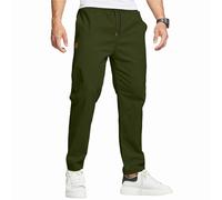 ZOXOZ Men Casual Chino Trousers Joggers for Men Work Trousers Tracksuit Bottoms Open Hem Elasticate Waist with 4 Pockets ArmyGreen 3XL
