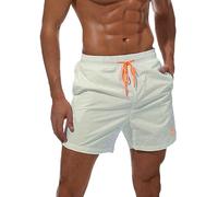 ZOXOZ Mens Swimming Shorts Board Shorts Waterproof Quick Dry Beach Shorts Swim Trunks Summer Casual Surf Shorts with Pockets Mesh Lining White 3XL