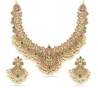 ZOXXIE FASHION Fancy Pearl Choker Traditional Jewellery Set for Women | Temple Necklace Set | Festive Wedding Party Necklace, Standard, Metal, No Gemstone