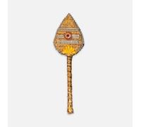 ZOXXIE Vetiver Root Murugan Vel | Pure Original Vetiver Golden Colour | Hand Craft I Pooja Room Collection | Om Vel Idol for Pooja (Height 15 CM)