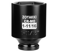 ZOYAKKI 1/2" Drive 1-11/16" Deep 6 Pt CR-MO SAE Impact Socket for Axle Nuts