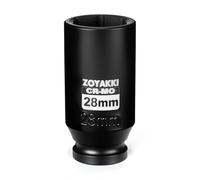ZOYAKKI 1/2" Drive 28mm Deep 6 Pt CR-MO Metric Impact Socket for Axle Nuts