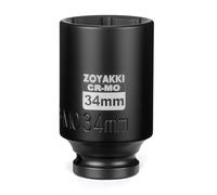 ZOYAKKI 1/2" Drive 34mm Deep 6 Pt CR-MO Metric Impact Socket for Axle Nuts