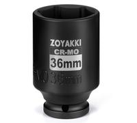 ZOYAKKI 1/2" Drive 36mm Deep 6 Pt CR-MO Metric Impact Socket for Axle Nuts