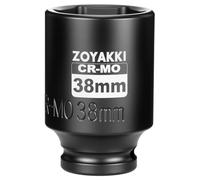 ZOYAKKI 1/2" Drive 38mm Deep 6 Pt CR-MO Metric Impact Socket for Axle Nuts
