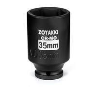ZOYAKKI 1/2" Drive x 35 mm Deep 6 PT Impact Socket, CR-MO, 1/2-inch Drive 6 Point Axle Nut Socket for Easy Removal of Axle Shaft Nuts (35MM