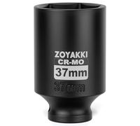 ZOYAKKI 1/2" Drive x 37 mm Deep 6 PT Impact Socket, CR-MO, 1/2-inch Drive 6 Point Axle Nut Socket for Easy Removal of Axle Shaft Nuts (37MM）