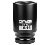 ZOYAKKI 1-5/16" Socket 3/4" Drive Deep 6 Pt CR-MO SAE Impact Socket for Axle Shaft Nut Removal