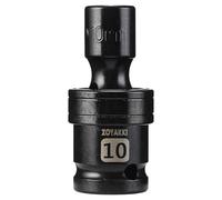 ZOYAKKI 10mm Swivel Socket 1/2" Drive Shallow 6 Pt CR-MO Swivel Impact Socket for Nut Removal