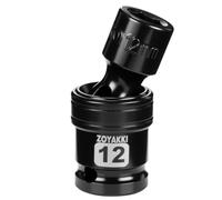 ZOYAKKI 12mm Swivel Socket 1/2" Drive Shallow 6 Pt CR-MO Swivel Impact Socket for Nut Removal