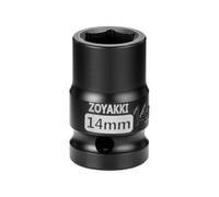 ZOYAKKI 14mm Socket 1/2" Drive Shallow 6 Point CR-MO Metric Impact Socket