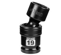 ZOYAKKI 19mm Swivel Socket 1/2" Drive Shallow 6 Pt CR-MO Swivel Impact Socket for Nut Removal