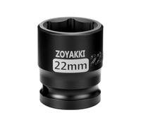 ZOYAKKI 22mm Socket 1/2" Drive Shallow 6 Point CR-MO Metric Impact Socket
