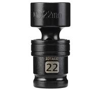 ZOYAKKI 22mm Swivel Socket 1/2" Drive Shallow 6 Pt CR-MO Swivel Impact Socket for Nut Removal