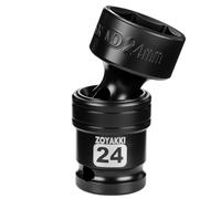 ZOYAKKI 24mm Swivel Socket 1/2" Drive Shallow 6 Pt CR-MO Swivel Impact Socket for Nut Removal