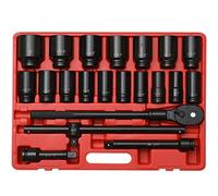 ZOYAKKI 3/4" Drive Impact Socket Set, 21 Piece Deep Socket Assortment, 6-Point Deep Imperial Sizes (3/4-Inch to 2-Inch) | Cr-Mo Steel Includes Adapters and Ratchet Wrench Andextension Rod