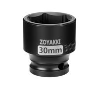 ZOYAKKI 30mm Socket 1/2" Drive Shallow 6 Point CR-MO Metric Impact Socket