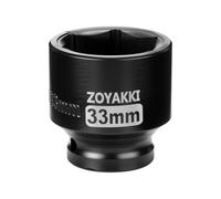 ZOYAKKI 33mm Socket 1/2" Drive Shallow 6 Point CR-MO Metric Impact Socket