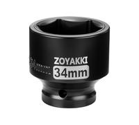ZOYAKKI 34mm Socket 1/2" Drive Shallow 6 Point CR-MO Metric Impact Socket