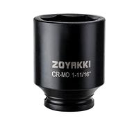 ZOYAKKI 6-Point 1/2-Inch Drive Deep Impact Socket- 1-11/16" (SAE), CR-MO, 1/2-inch Drive 6 Point Axle Nut Socket for Easy Removal of Axle Shaft Nuts (1-11/16")