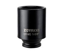 ZOYAKKI 6-Point 1/2-Inch Drive Deep Impact Socket- 1-5/8" (SAE), CR-MO, 1/2-inch Drive 6 Point Axle Nut Socket for Easy Removal of Axle Shaft Nuts (1-5/8")