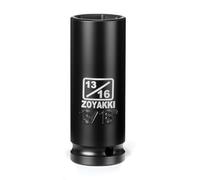 ZOYAKKI 6-Point 1/2-Inch Drive Deep Impact Socket- 13/16" (SAE), CR-MO, 1/2-inch Drive 6 Point Axle Nut Socket for Easy Removal of Axle Shaft Nuts (13/16")