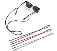 Zoye 3 Pcs Unisex Glasses Straps- Universal Leather Eyeglass Chain Lanyard Non-Slip Glasses Straps Glasses Chain Adjustable Spectacle Neck Cord Glasses String Holder for Men and Women (Red/Blue/Gray)
