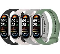 Zoye 4 PCS Sport Straps Compatible with Xiaomi Mi Band 10/9/8, TPU Waterproof Strap for Xiaomi Smart Band 10/9/8 Bracelet Women Men, Mi Band 10 Bracelets Wristbands for Mi Fit 9 Straps (Pack D)