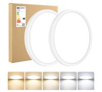 Zoye Bathroom Light, 3000K/4000K/6500K 5 Color Temperature, Waterproof IP44, Small, Round, Modern, Flush Ceiling Light for Bathroom, Kitchen, Bedroom, Hallway and More (White, 18cm-2 Pack)