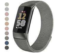 Zoye Metal Strap Compatible with Fitbit Charge 6 Strap for Women Men, Adjustable Stainless Steel Mesh Loop Replacement band with Magnetic clasp for Fitbit Charge 6 (Space Gray)