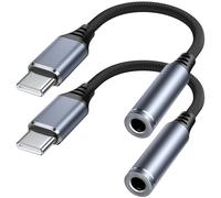 Zoye USB C to 3.5mm Jack DAC Hi-Fi Stereo Audio Type C Aux Headphone Adapter Compatible with iPhone 16 Pro Max/15 Galaxy S25 Ultra S24 S23 S20 A55 Tab A8 2024 iPad Pro/Mini Pixel 8/9 (Siliver-2 Pack)