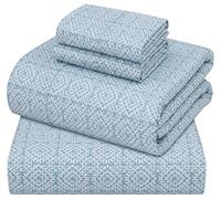 ZOYER 100% Cotton Sheets - California King Percale Bedding, Cooling & Breathable, Durable with a Crisp, Soft & Comfortable Feel, 14" Deep Pocket, 4-Piece Set, Teal Geo