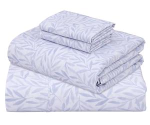 ZOYER 100% Cotton Sheets - Cooling & Crisp Full Size Percale Bed Sheets, 16" Deep Pockets Full Bedding Set, Lightweight & Breathable, Durable, 4 Pieces, Blue Autumn