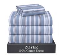 ZOYER 100% Cotton Sheets - Cooling & Crisp Split King Percale Sheets, 16" Deep Pockets Bed Set, Lightweight & Breathable, Durable, 5 Pieces, Nautica Herringbone