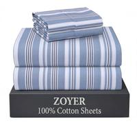 ZOYER 100% Cotton Sheets - Full Size Percale Bedding, Cooling & Breathable, Durable with a Crisp, Soft & Comfortable Feel, 16" Deep Pocket, 4-Piece Set, Nautica Herringbone