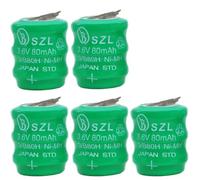 zoyfayl 5pcs New 3/V80H 3.6V 80mAh Ni-MH Battery with 2 Pin Plug for Varta 3/V80H 55608303012 PLC CNC Chip Data Power Supply