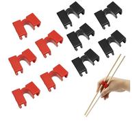 Zoyiancy 10 PCS Reusable Chopstick Helpers, Easy Practice Replaceable Chinese Chop Stick Training Chopstick Hinges Connector for Adults, Beginner, Trainers or Learner (Black, Red)