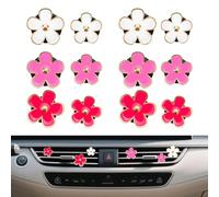 Zoyiancy 12 PCS Car Air Freshener Vent Clips with 12 Fragrance Pads, Cute Daisy Flower Air Conditioning Outlet Clip, Charm Interior Decor Accessories for Women Girls (White, Pink, Light Pink)