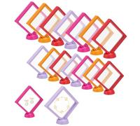 Zoyiancy 16pcs 3D Floating Display Frame, Transparent PE Display Case, Display Holder Stands for Antique Challenge Coins AA Medallion, Jewelry, Shells, Fossils, Gems (Color)