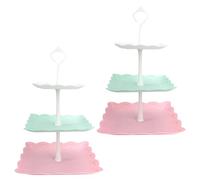Zoyiancy 2-Pack 3 Tiers Cake Display Stand, Plastic Square Dessert Cupcake Fruit Candy Display Tower, Reusable Server Plates Stands for Birthday Wedding Tea Party