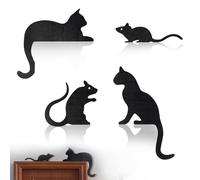 Zoyiancy 4 Pcs Black Cat Door Frame Decorations, MouseEnthusiast Silhouette Door Decoration, Wooden Cat Mouse Sign Frame, Home Living Room and Office
