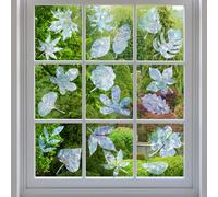 Zoyiancy Anti Collision Window Clings Leaf Shapes, Static Rainbow Glass Stickers, Alert Bird Window Decal to Prevent People Strikes on Window Glass (Iridescent)